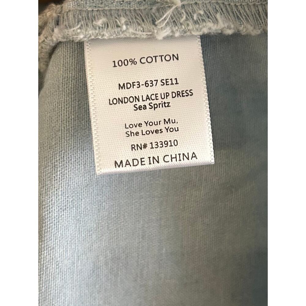 Show Me Your Mumu London Lace Up Denim Dress in Sea Spritz M NWT - Picture 7 of 8